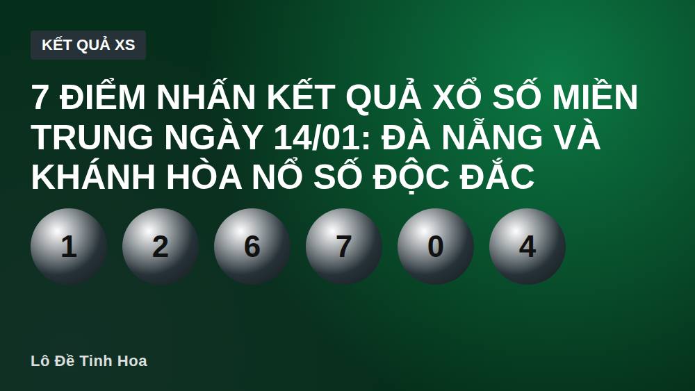 7 Điểm Nhấn Kết Quả Xổ Số Miền Trung Ngày 14/01: Đà Nẵng Và Khánh Hòa Nổ Số Độc Đắc