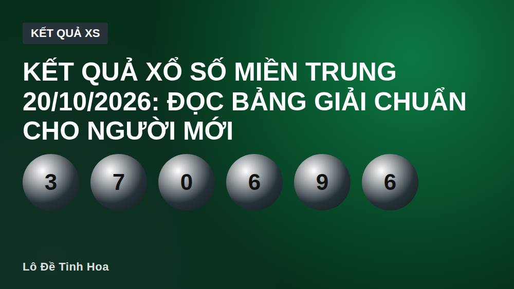 Kết quả xổ số miền Trung 20/10/2026: Đọc bảng giải chuẩn cho người mới