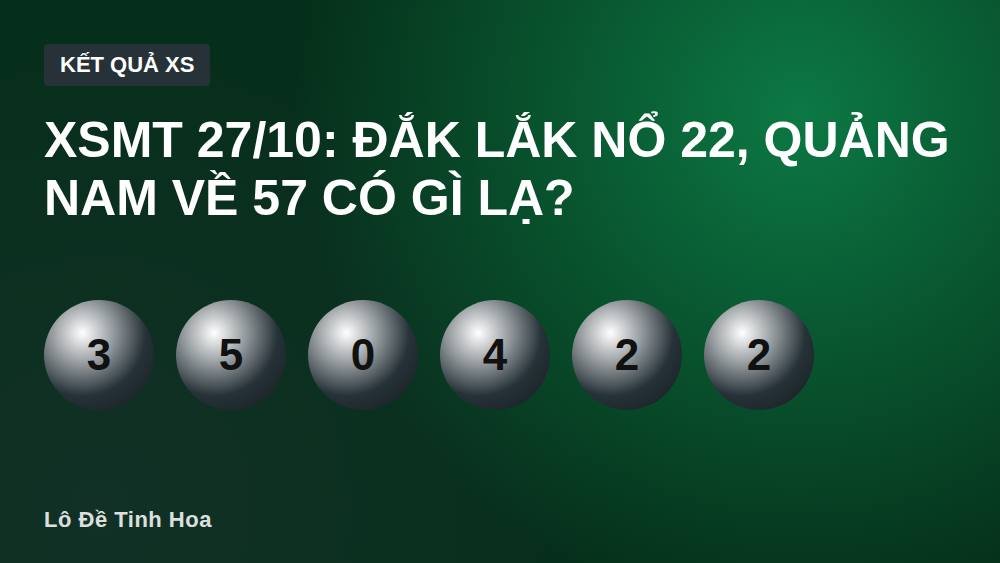 XSMT 27/10: Đắk Lắk nổ 22, Quảng Nam về 57 có gì lạ?